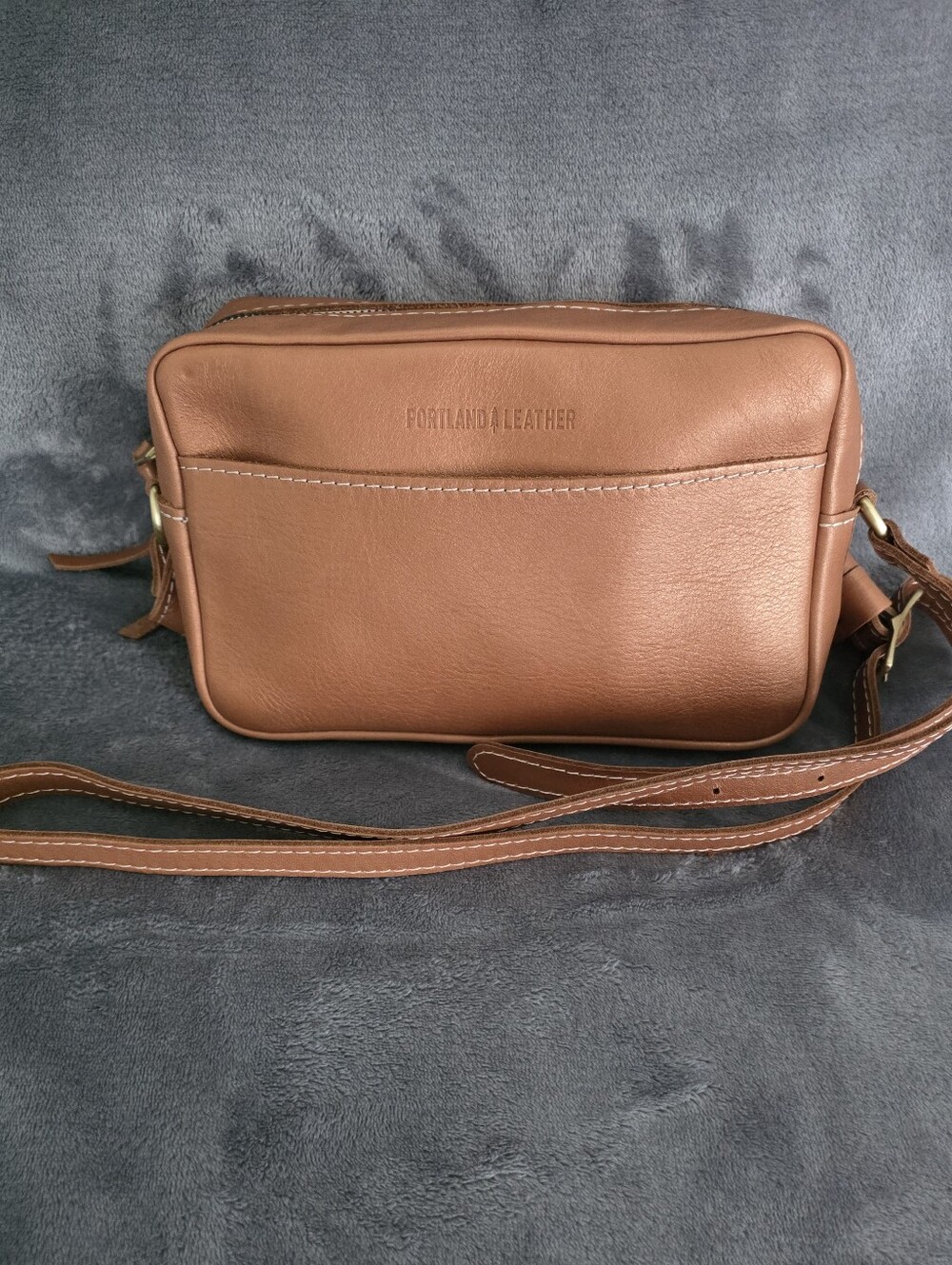 Portland Leather Goods Large Camera Bag RARE Hava Metallic Crossbody Purse